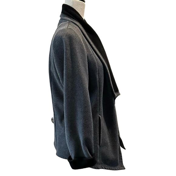 Chicos Womens Size 1 Small Open Front Waterfall Cardigan Gray Black Long Sleeve - Picture 5 of 10